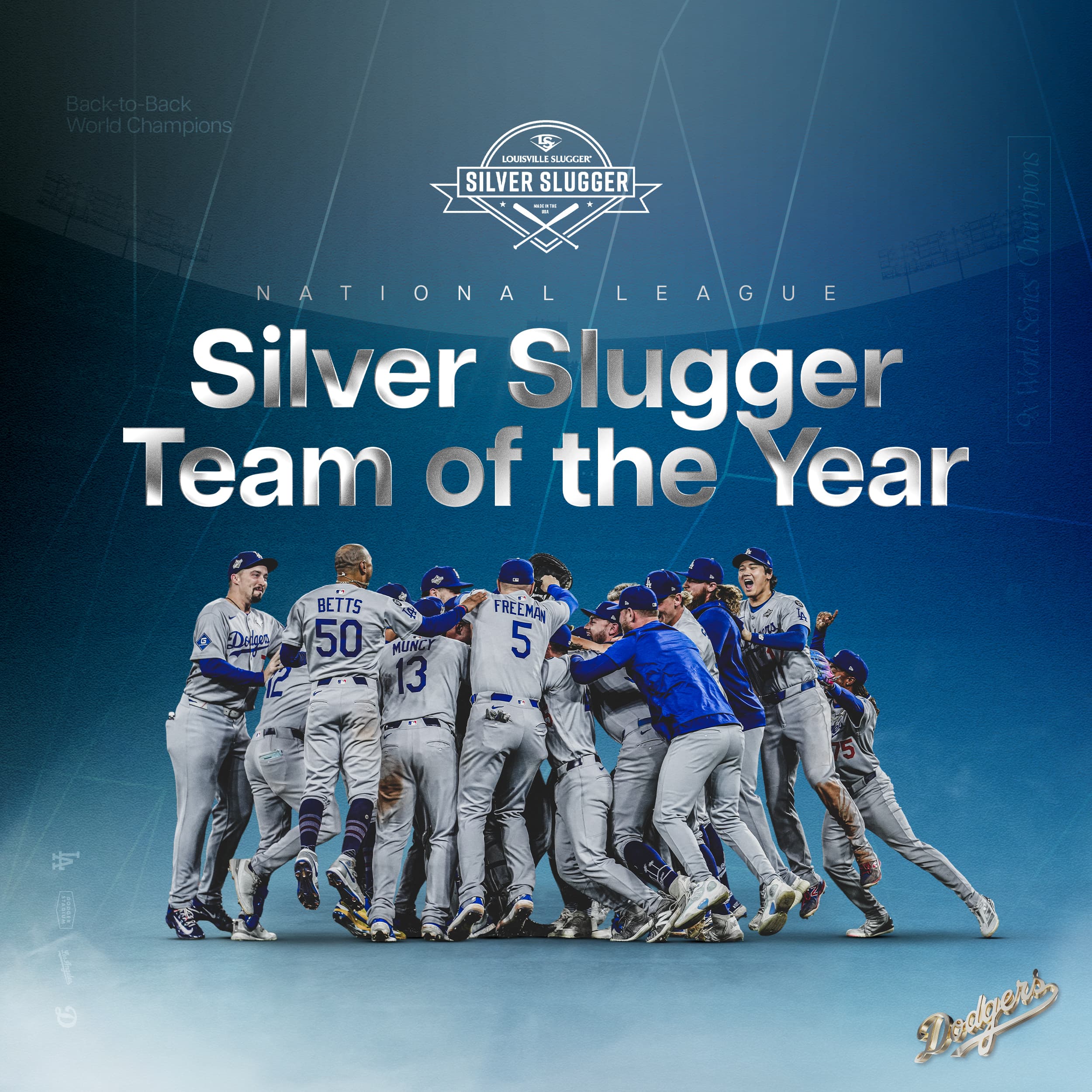 道奇為銀棒獎年度球隊。（翻攝自X @Dodgers）