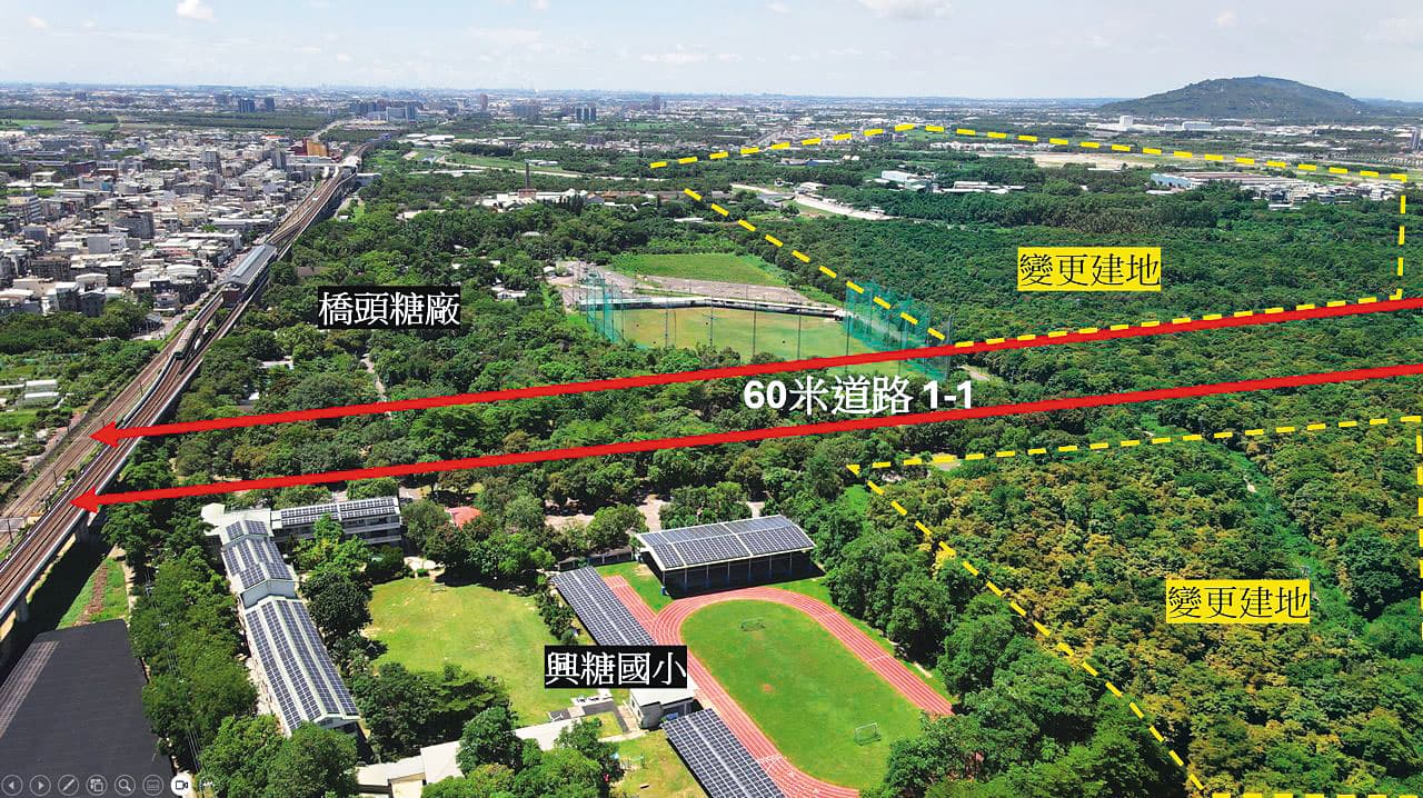 高雄橋頭新市鎮開發案恐切割橋頭糖廠景觀、破壞周邊百公頃森林生態。（莊傑任提供）
