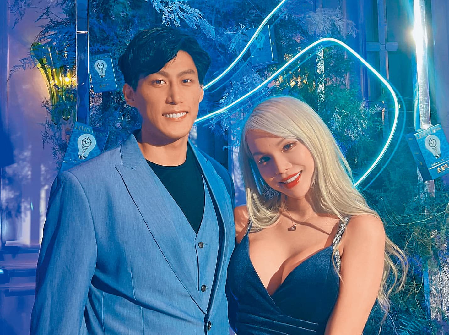 小A辣（右）僅交過2任男友，最長的是第2任和健身教練阿富（左）的6年情；初戀男友則坦承其實是「零號」，兩人因性事不合而告吹。（翻攝自小A辣IG）