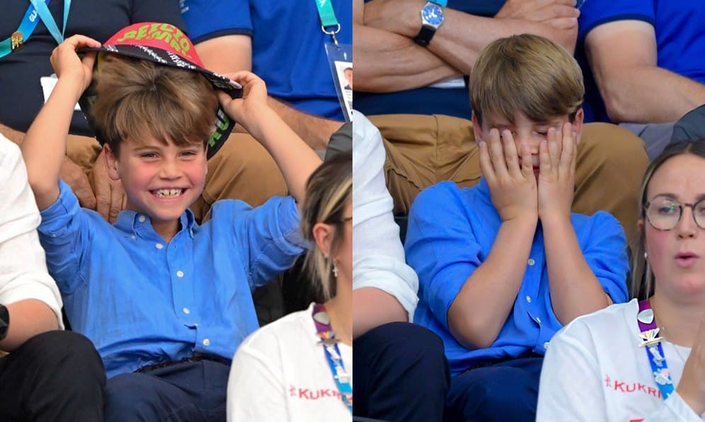 路易王子看比賽時表情變化豐富，一下掀起帽子、一下用雙手摀臉。（翻攝thewales_family  IG ）