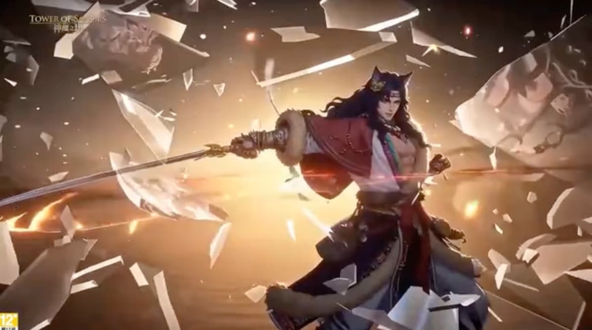 《神魔之塔》推出新角色「黑金成吉思汗」的宣傳影片時，被不少人發現分鏡跟《鳴潮》緋雪的動畫招式幾乎如出一轍。（取自《神魔之塔》）
